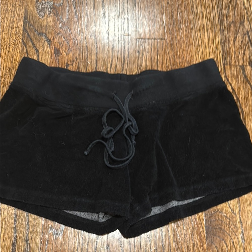 Hard Tail Black Terry mini  Shorts with drawstring Waistband